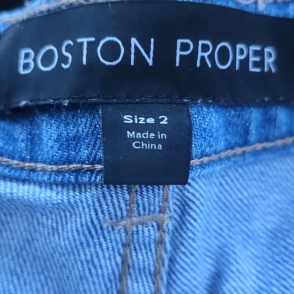 Boston Proper Embellished Light Blue Wash Denim Jean Shorts, 2 - Picture 3 of 6